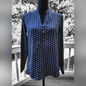 The Limited Blue Polka Dot Long Sleeve Blouse